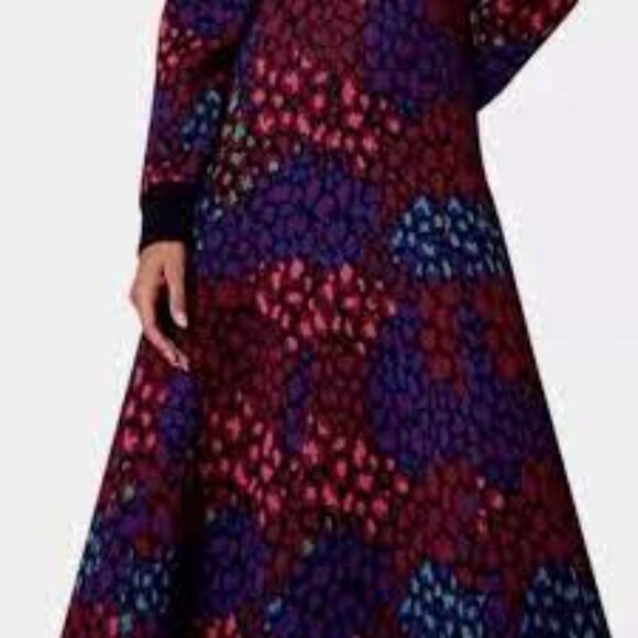 Farm Rio Anthropologie leopard knit sweater turtleneck midi dress size S - Picture 2 of 6